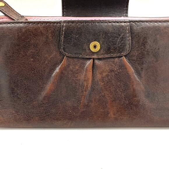 Coach Polished Leather Wallet | Gold Hardware | Blush Brown Bifold Holiday Gift - Picture 5 of 15